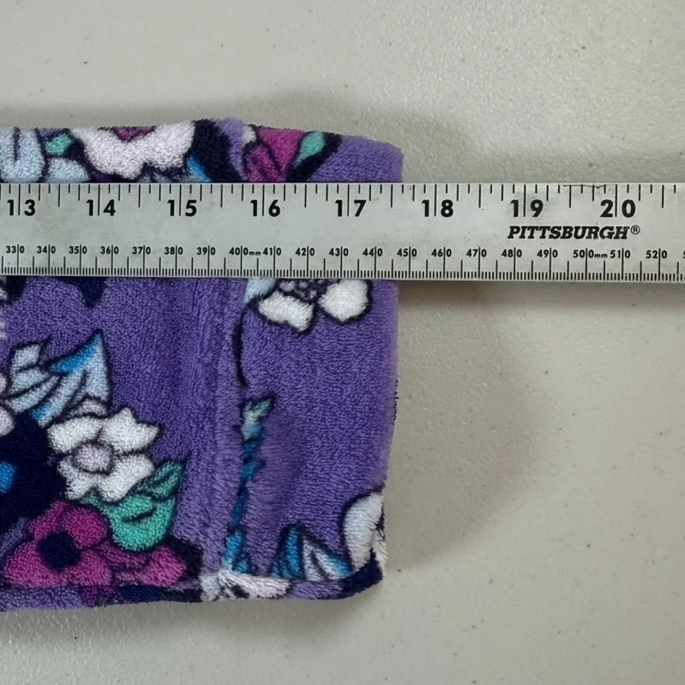 Vera Bradley Enchanted Garden Cozy Robe Womens S/M Purple Floral Hooded Travel